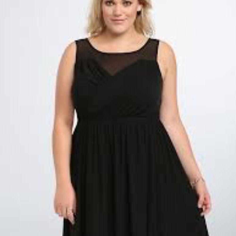 Torrid Black Faux Surplice Skater Dress Si…